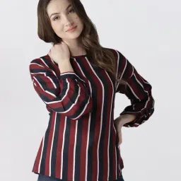 Style Quotient Maroon & Navy Striped Top-image-93