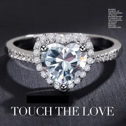 Designs & You Silver-Plated American Diamond Studded Heart Shaped Finger Ring image 2