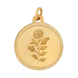 bangalore refinery 24k (999) Purity 5.20gm Yellow Gold Round Rose Pendant (without hook) image 1