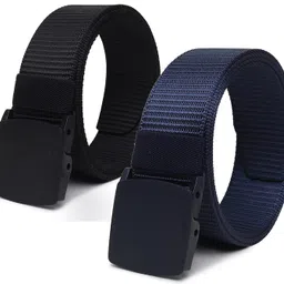 sunshopping Men's Nylon Adjustable plastic flap buckle Belt Combo Set (OPD-300) image 1
