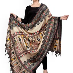 Kemza Ethnic Motifs Printed Madhubani Dupatta With Tassels image 3