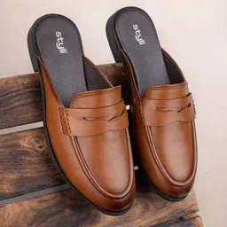 Styli Men Faux Leather Classic Slip On Loafer Style Mules-image-50
