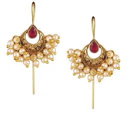 Vighnaharta Gold-Plated Artificial Beaded & Stones Studded Contemporary Drop Earrings image 4