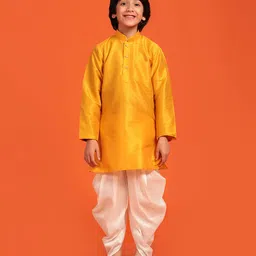 AJ Dezines Full  Sleeves Solid Kurta & Dhoti Set - Yellow-picture-26