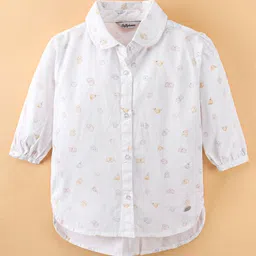 Toffyhouse 100% Woven Cotton Full Sleeves Top Harp Print - White-image-10