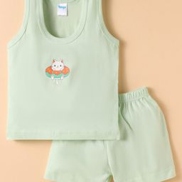 Tango Single Jersey Knit Sleeveless Innerwear Set With Cat Print - Light Green-picture-10