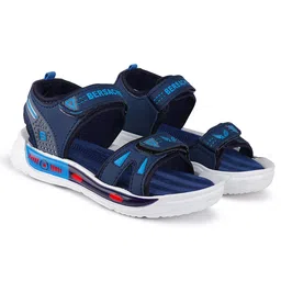 BERSACHE Colour Blocked Velcro Closure Sandals - Blue-picture-12