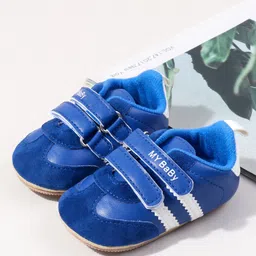 KIDLINGSS Striped My Baby Text Printed Velcro Closure Booties - Blue-picture-18