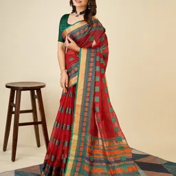 Rangtulika Ethnics Woven Design Zari Saree image 3