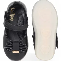 Lil Lollipop Bow Applique Detailed With Velcro Closure Mary Jane Ballerinas - Black image 3