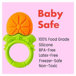 Kritiu Baby Soft Silicone Attractive Designs Molar Teethers Hygienic Chew for Pain Relief for Newborns BPA Free- Pack of 2 (Peach,Yellow) image 2