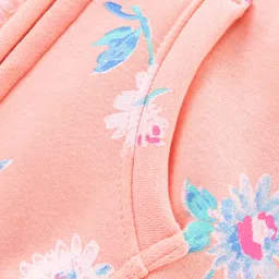 Smarty Full Sleeves Hooded Sweatshirt Floral Print - Peach image 3