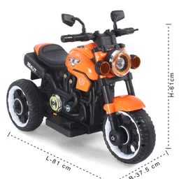 fab n funky Hawk Three Wheel Battery Operated Ride on Bike with Music & Lights - Orange| Foot Accelerator| Toy for 18 months to 5 Year Boys & Girls| LED Lights| Rechargeable Battery| Safe Speed image 3