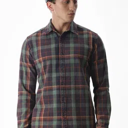 Jack & Jones Men Tartan Checked Spread Collar Pure Cotton Casual Shirt-picture-31