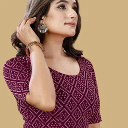 Oomph! Woven Design Round Neck Saree Blouse image 3