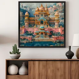 999Store Green & Pink The Majestic Palace Printed Canvas Wall Art image 3