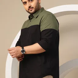 Sztori Plus Size Colourblocked Spread Collar Shirt image 4