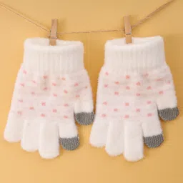 Pine Kids Gloves with Polka Dot Design - White image 4