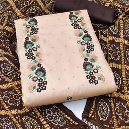 HERE&NOW Embroidered Thread Work Unstitched Dress Material-picture-22