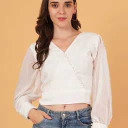 M FASHION Women V-Neck Long Sleeves Chiffon Top-picture-15