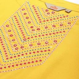 Anouk Women Yellow & Green Ethnic Motifs Embroidered Kurta with Trousers image 3
