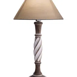 Homesake Antique Wood & White Twister Table Lamp with White Shade (Bulb Included) - Set of 1 image 2