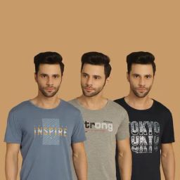 Vimal Jonney Multicolor Regular Fit Printed Crew T-Shirt - Pack of 3-picture-10