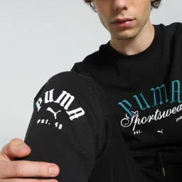 Puma Black Cotton Regular Fit Printed Joggers image 4