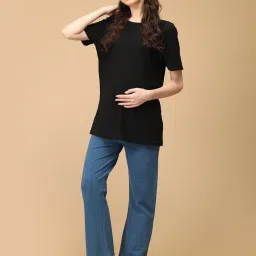 The Mom Store Blue Cotton Lycra Solid Jeans image 4