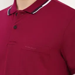 Allen Solly Maroon Cotton Regular Fit Texture Polo T-Shirt image 4