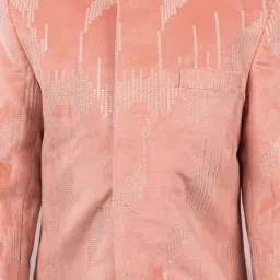 VASTRAMAY Boys Peach & Cream Embroidery Full Sleeves Indowestern Sets image 4