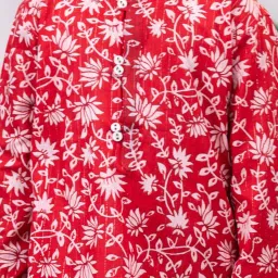 VASTRAMAY Boys Red & White Floral Full Sleeves Kurta Sets image 4