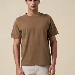selected homme Selected Brown Cotton Regular Fit T-Shirt image 4
