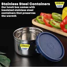Urban Chef Blue Stainless Steel Essential Lunch Box Containers - Set of 3 image 4