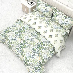 THE WHITE MOSS Shelton Green & White Floral Microfiber Heavy Winter 400 GSM Comforter image 3