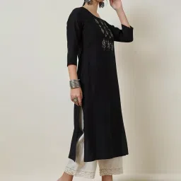 Soch Black Embellished Straight Kurta image 4