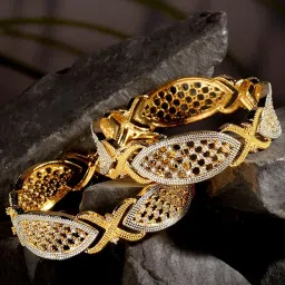 Saraf RS Jewellery Set of 2 Dual Gold PlatedModern Blend Hand Crafted Bangles Set2.6 image 4