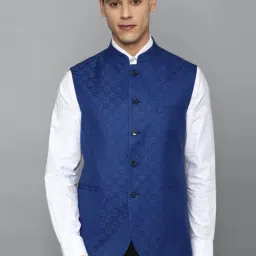 Allen Solly Blue Slim Fit Printed Nehru Jackets-picture-41
