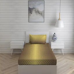 Layers Roma Abstract Brown 120 TC Cotton Single Bed Sheet with 1 Pillow Cover-picture-47