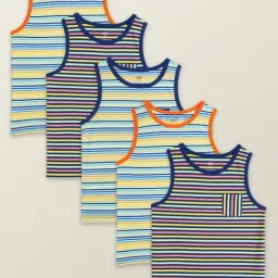 XY Life Kids Multicolor Cotton Striped Vests (Pack of 5)-picture-30