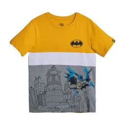 The Souled Store Kids Yellow & Grey Cotton Color Block T-Shirt-picture-26