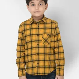 Crimsoune Club Kids Mustard Checks Full Sleeves Shirt-picture-35