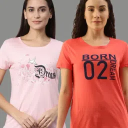 Kryptic Orange & Pink Printed Cotton T-Shirt - Pack of 2-picture-37