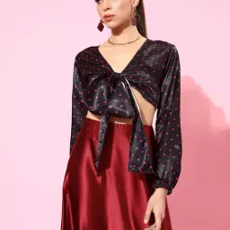 Cation Black Printed Crop Top-image-42