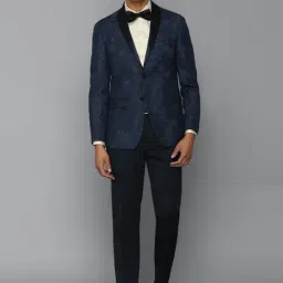 Allen Solly Navy Blue Slim Fit Printed Two Piece Suits-picture-28