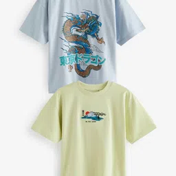 NEXT Boys JAPANESE WAVE Set of 2 Printed Pure Cotton T-shirts-picture-16