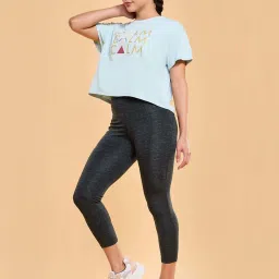 Enamor Green Melange Printed Sports Tights image 4