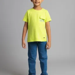 Ed-a-Mamma Boys Green Cotton Printed T-Shirt-image-90