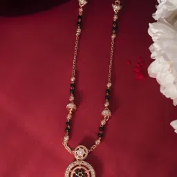 VOJ Rose Gold Adjustable Stone Studded Circular Princess Mangalsutras-image-22