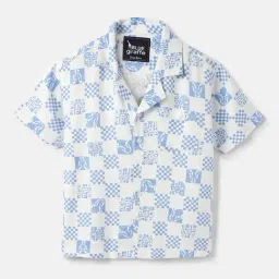 Blue Giraffe Boys White Pure Cotton Printed Shirt-picture-30